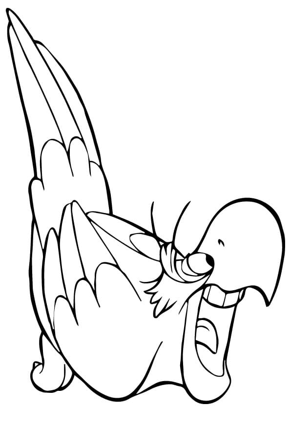 Kreslený Vtipný Papoušek omalovánka