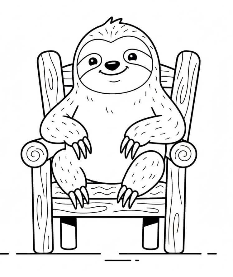 Lenochod Sedí v Křesle omalovánka