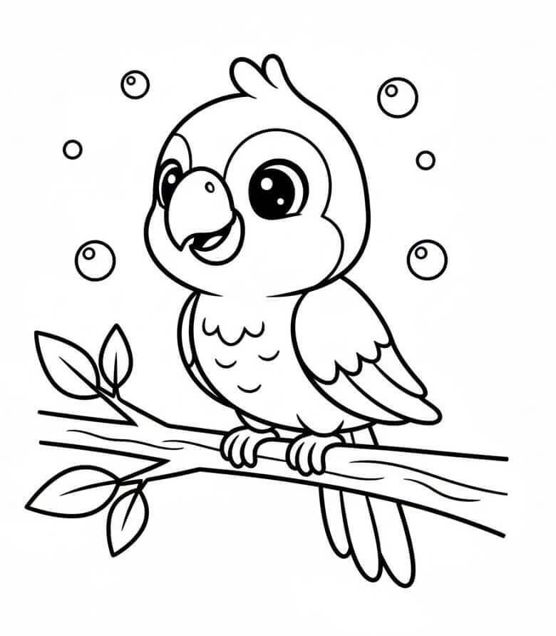 Malý Roztomilý Papoušek omalovánka