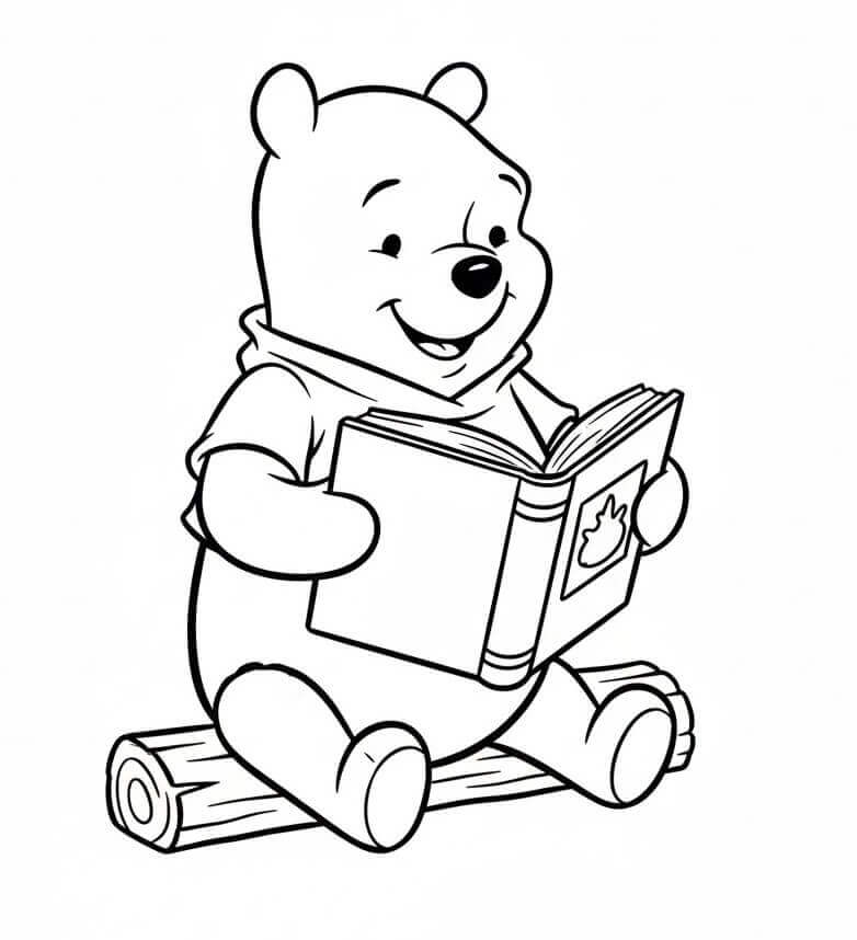 Medvídek Pú čte knihu omalovánka