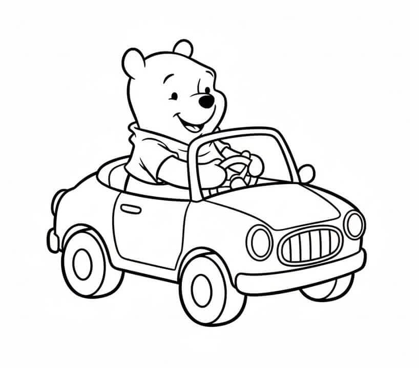 Medvídek Pú řídí auto omalovánka