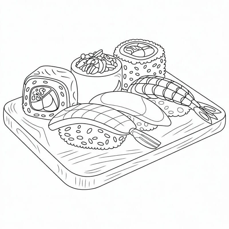 Mňam Sushi omalovánka