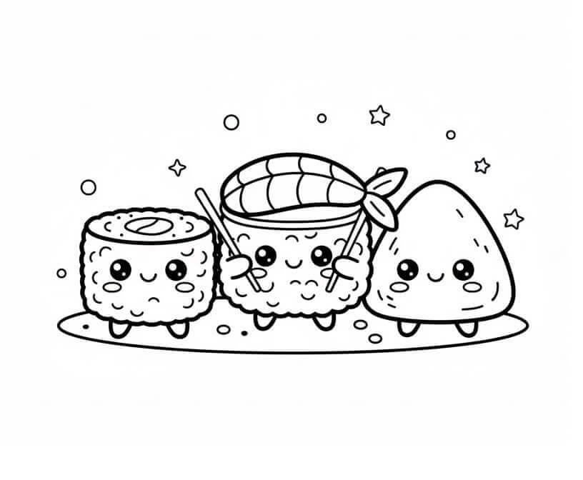 Okouzlující Sushi omalovánka