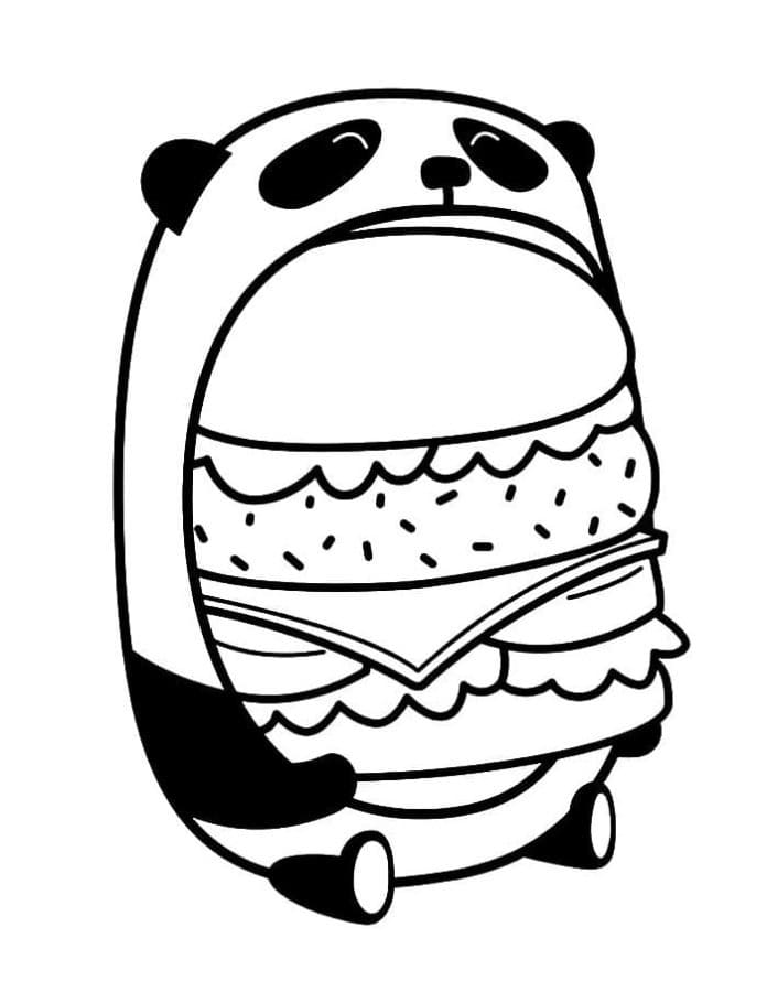 Panda Jí Hamburger omalovánka