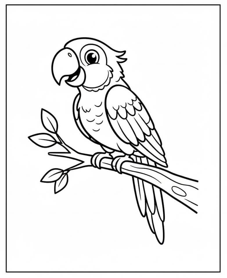 Papoušek pro 3leté Děti omalovánka