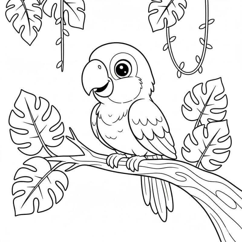 Papoušek pro 4leté Děti omalovánka