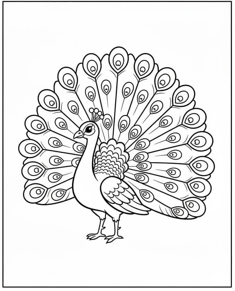 Páv Gratis omalovánka