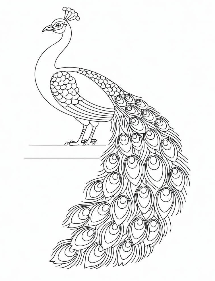 Páv pro 3leté Děti omalovánka