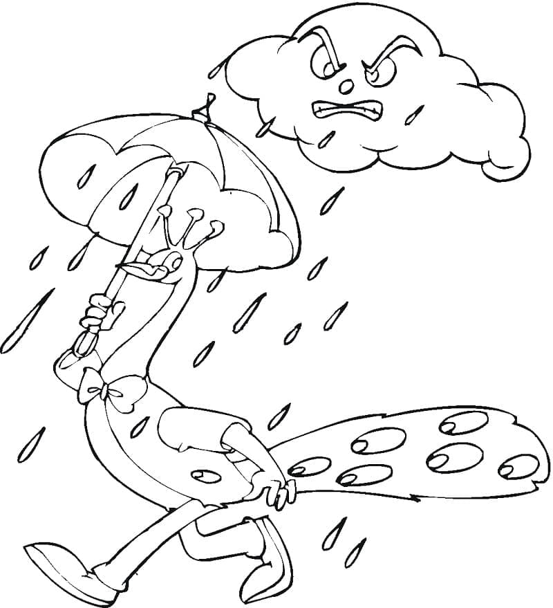 Páv v Dešti omalovánka