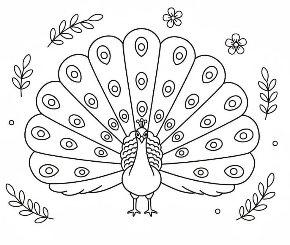 Příjemný Páv omalovánka