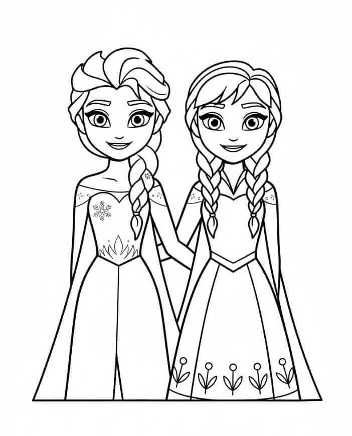 Skvělé Elsa a Anna omalovánka