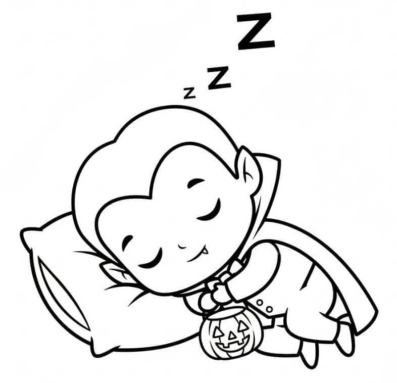 Spící Halloween Upír omalovánka