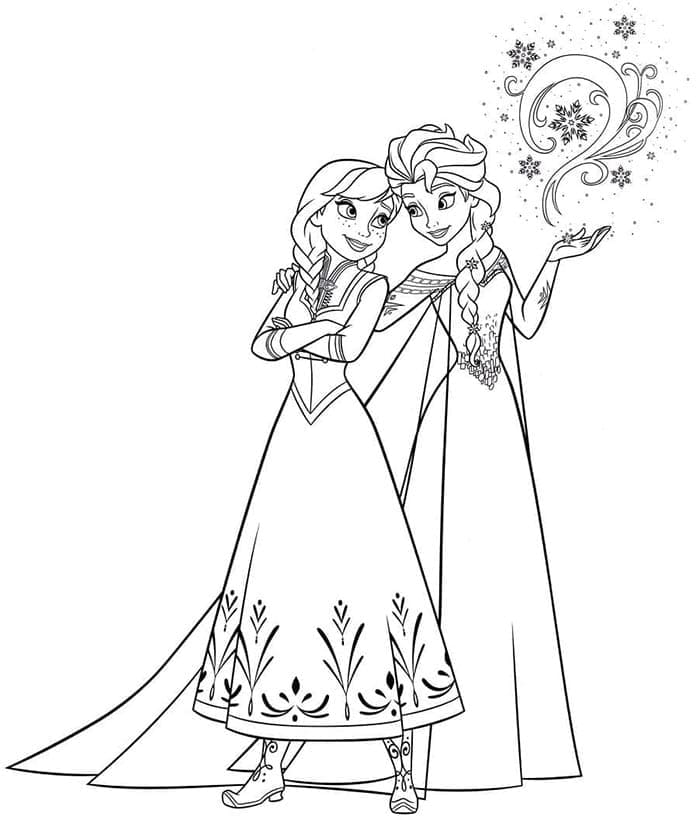 Tisknutelné Elsa a Anna omalovánka
