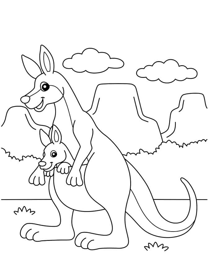 Tisknutelný Obrázek Klokan omalovánka