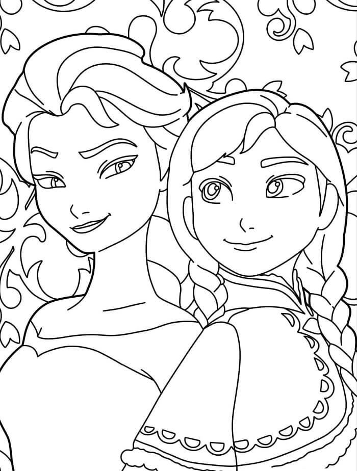 Zdarma Elsa a Anna Tisknutelné omalovánka