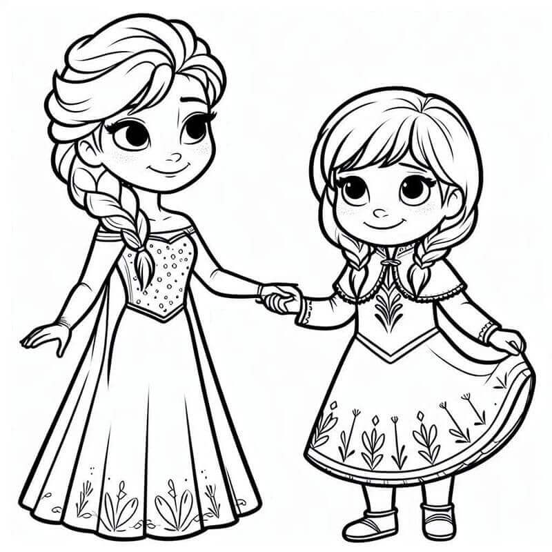 Zdarma Elsa a Anna k Tisku omalovánka