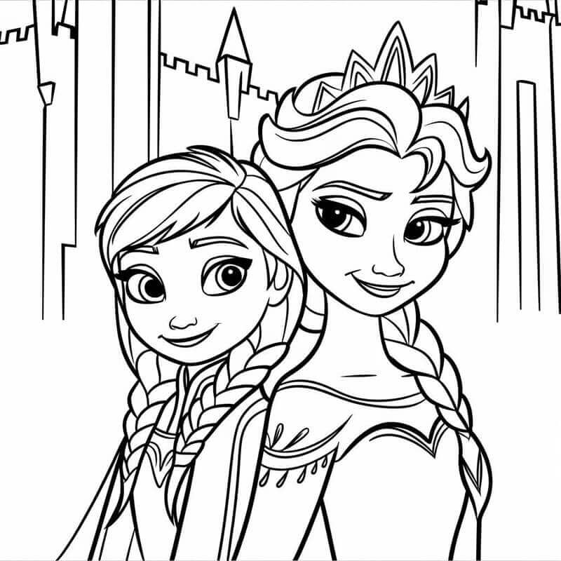 Zdarma Elsa a Anna pro Děti omalovánka