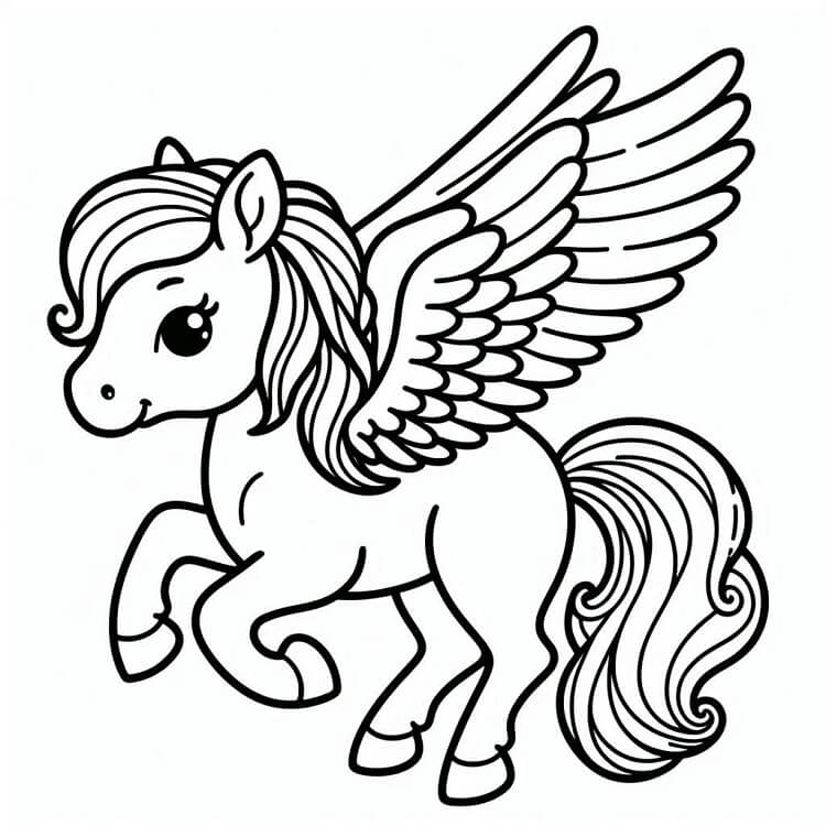 Zdarma Tisknutelný Pegas omalovánka