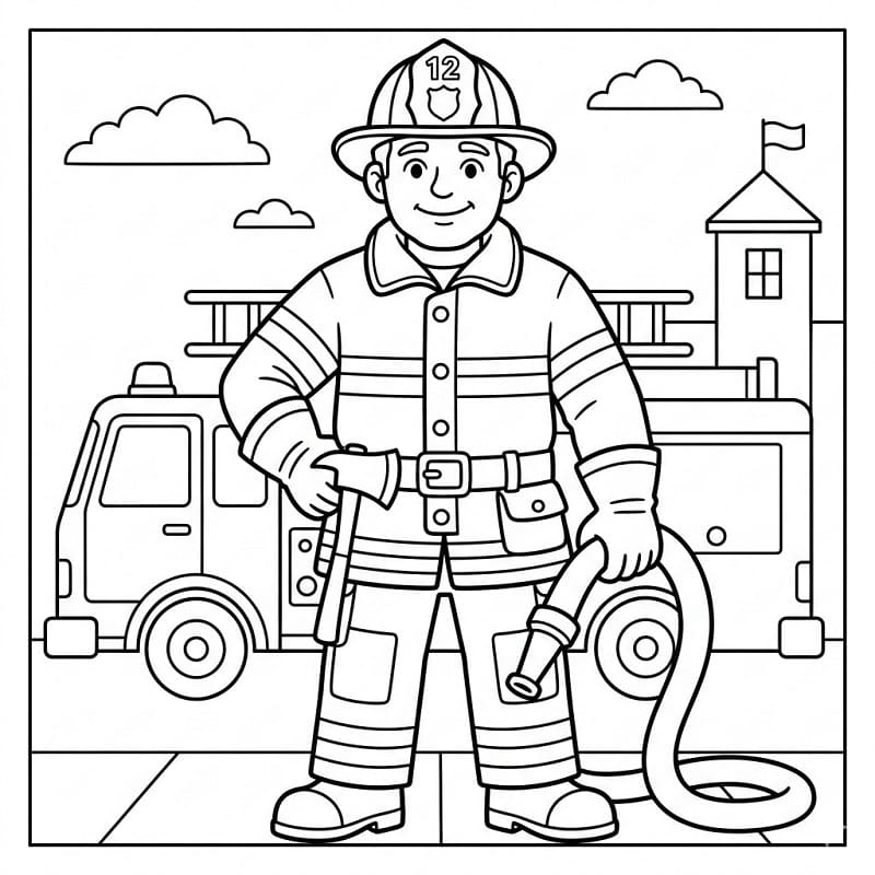 Animovaný Hasič omalovánka