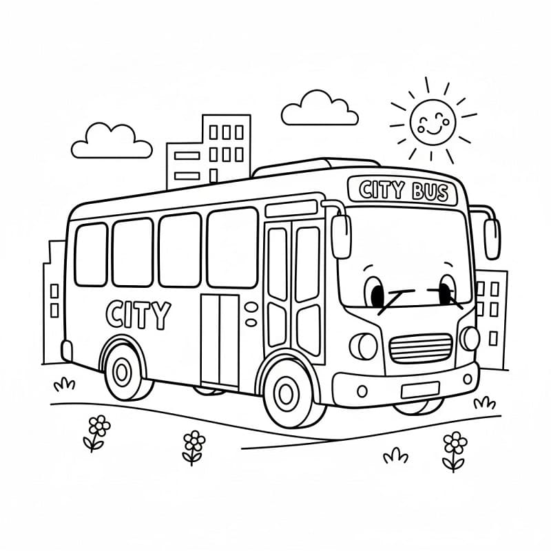 Autobus na silnici omalovánka