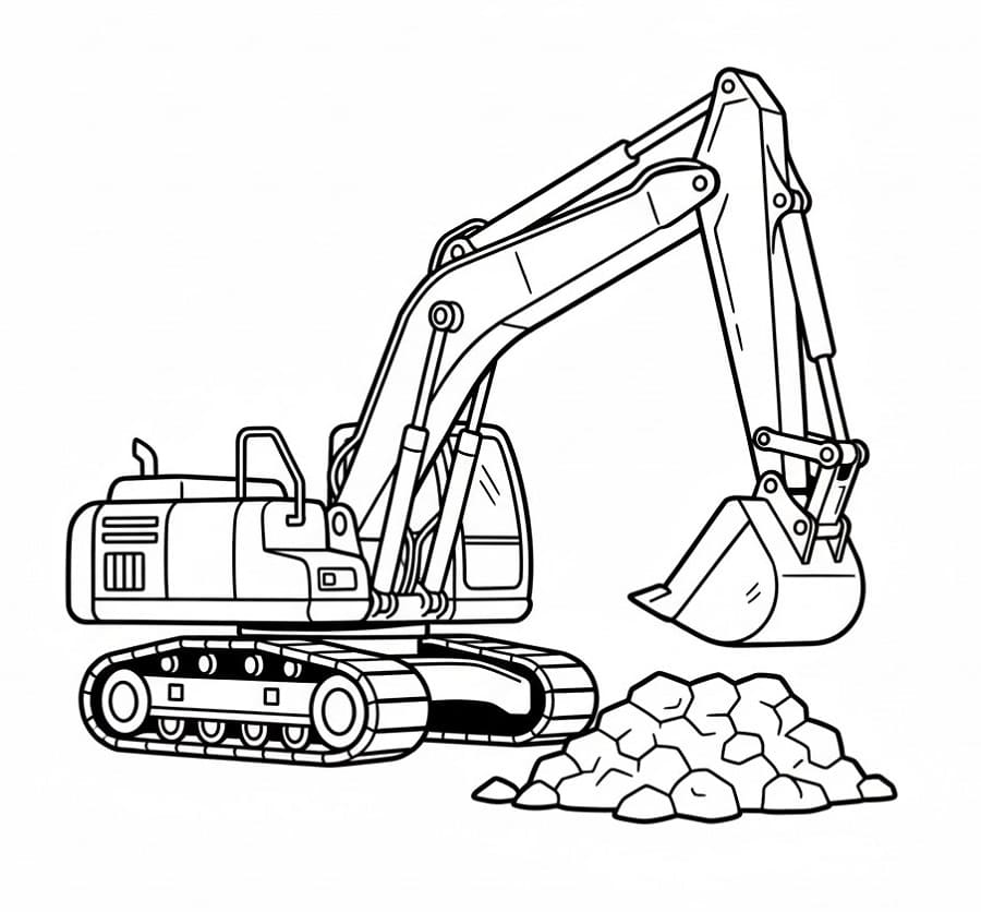 Bagr na stavbě omalovánka