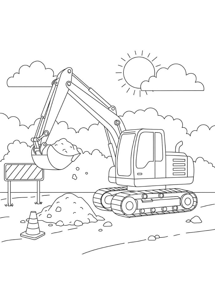 Bagr zdarma omalovánka