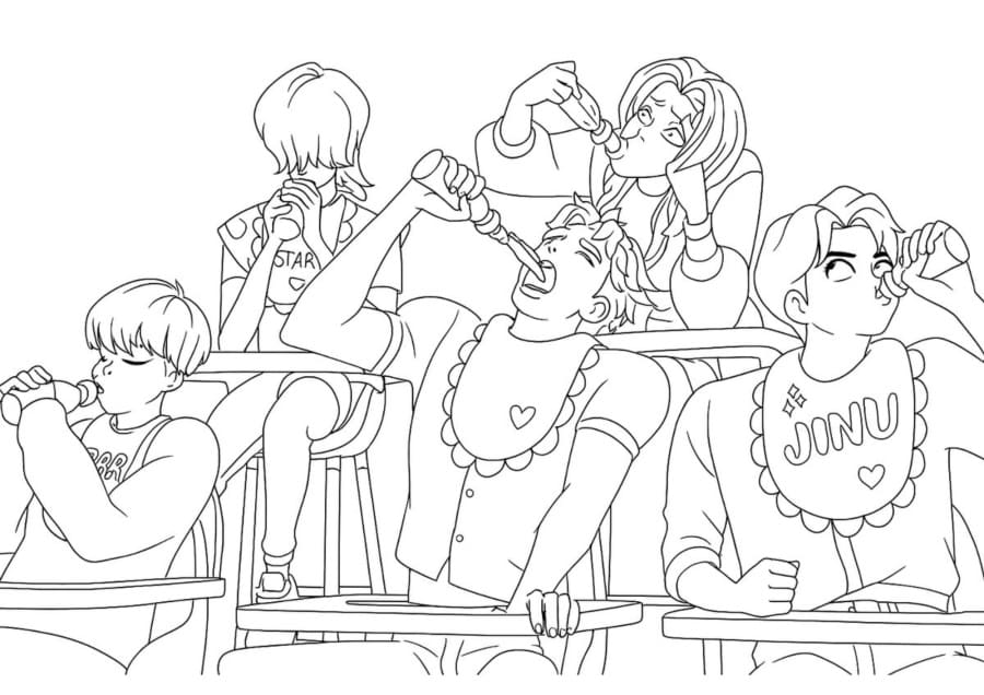 Bezplatní tisknutelní Saja Boys omalovánka