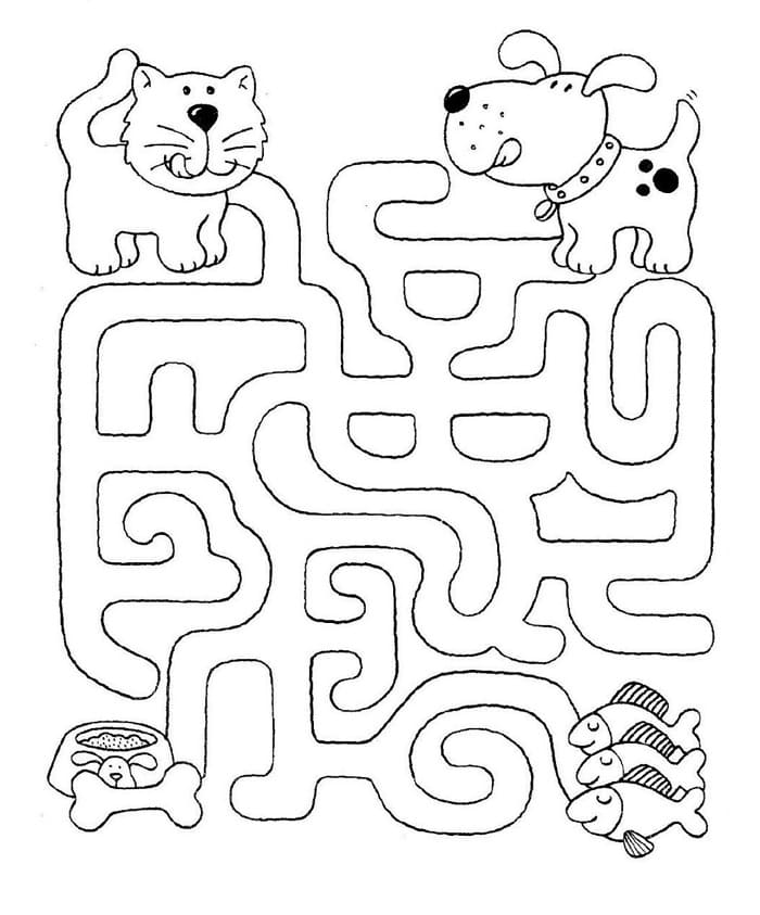 Bludiště zdarma tisknutelné omalovánka