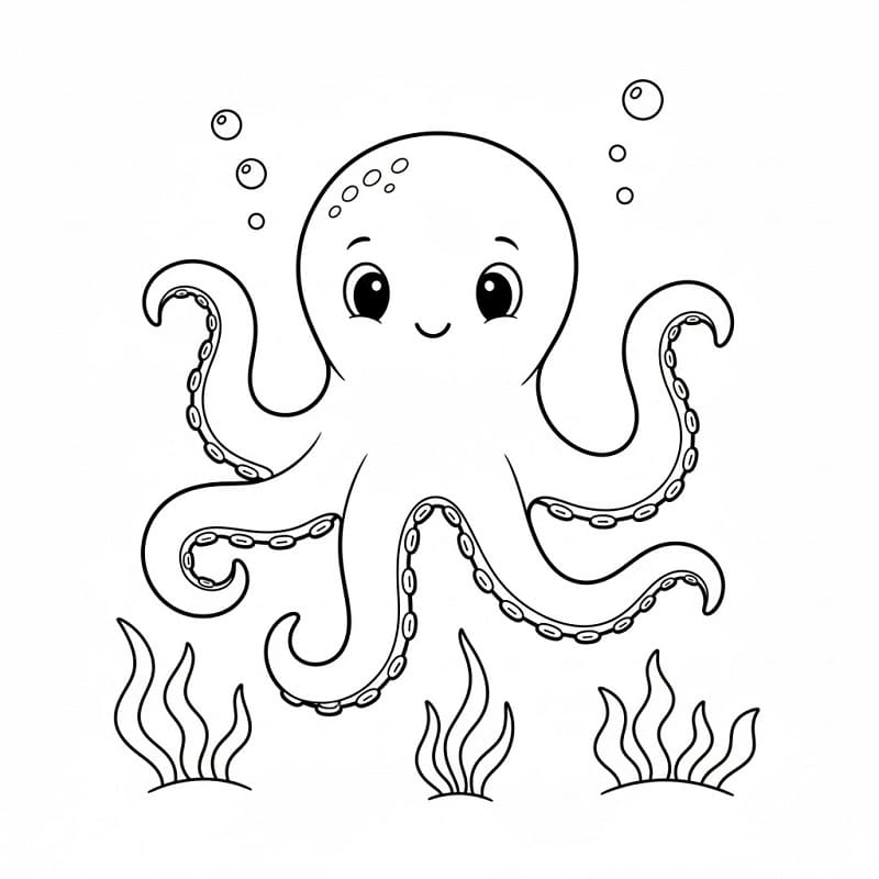 Chobotnice pod mořem omalovánka