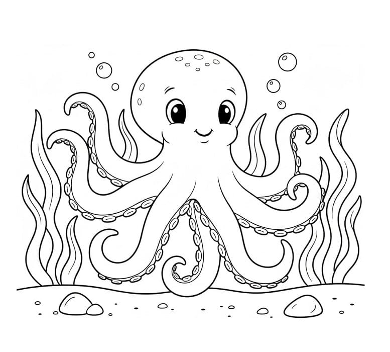 Chobotnice zdarma omalovánka