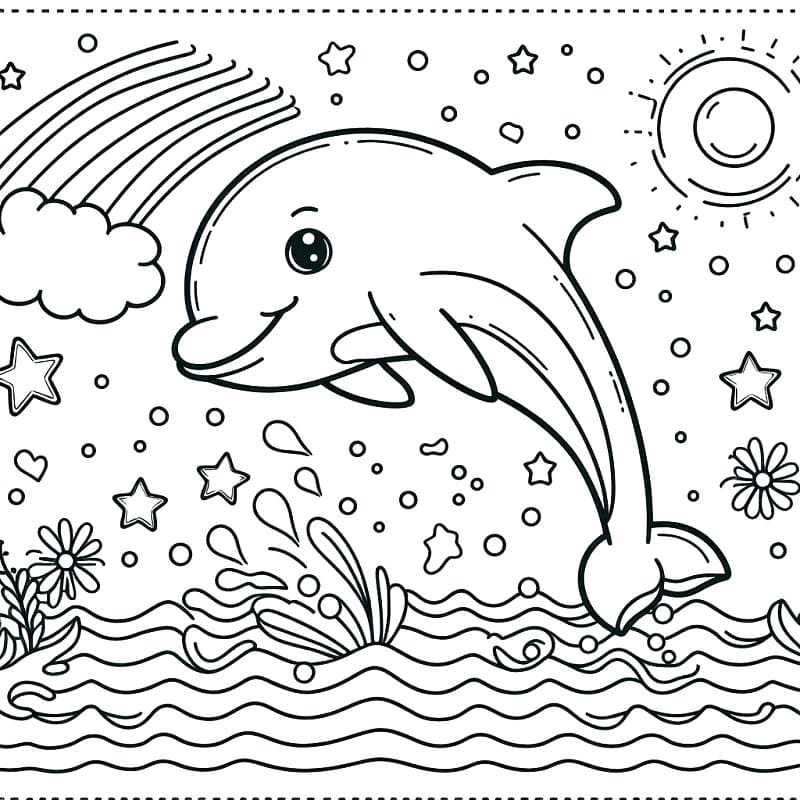 Delfín (2) omalovánka