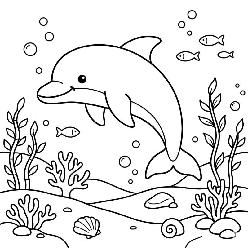 Delfín Snadný omalovánka