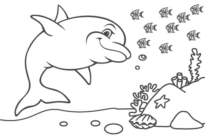 Delfín tisknutelný pro děti omalovánka