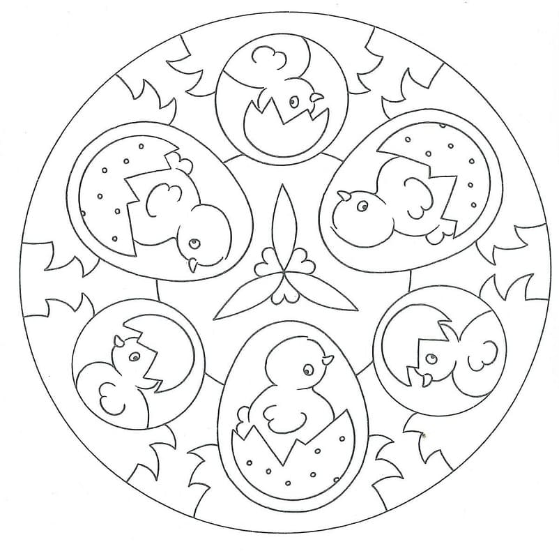 Fantastická velikonoční mandala omalovánka