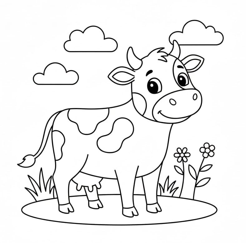 Farmářská Kráva omalovánka