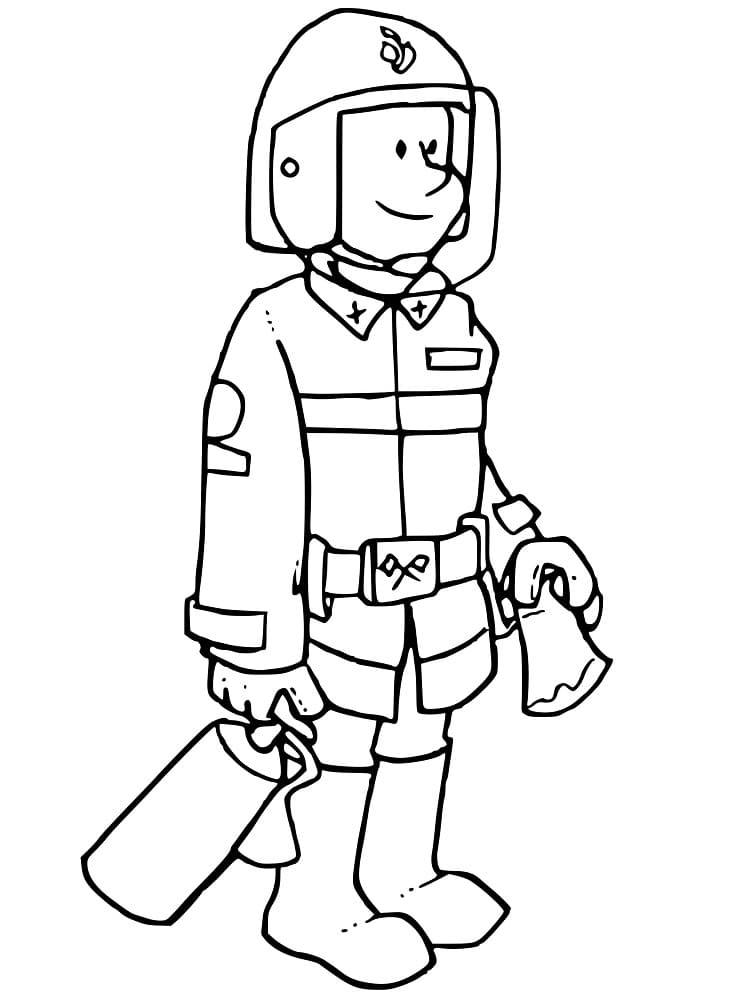 Hasič (5) omalovánka