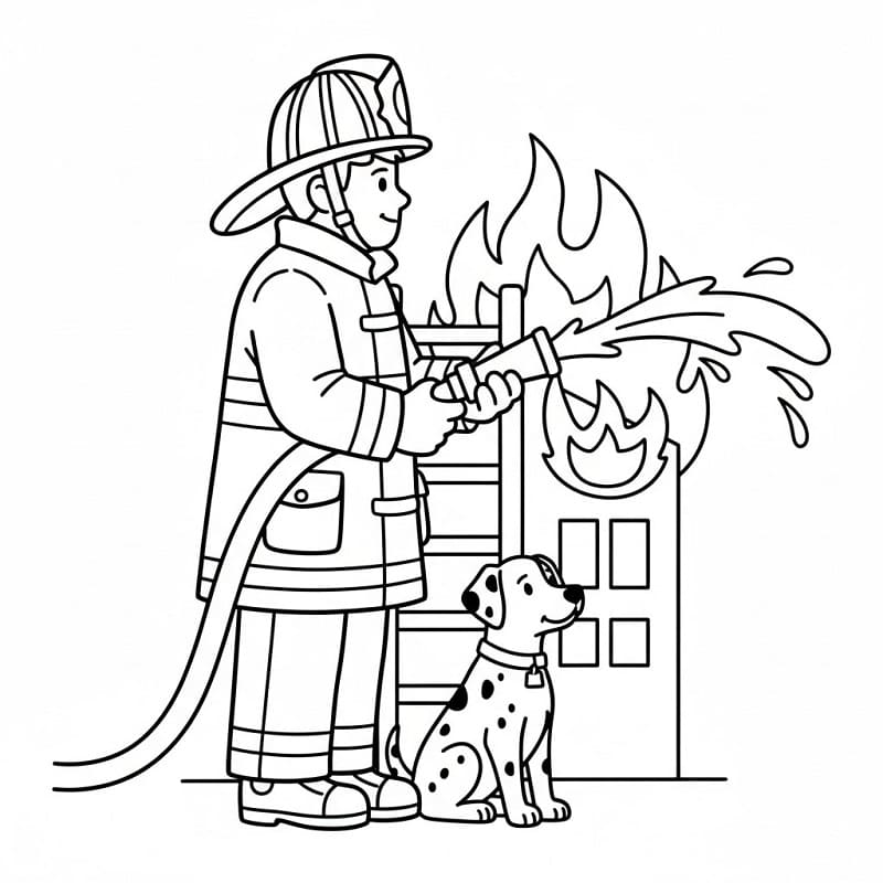 Hasič zdarma omalovánka