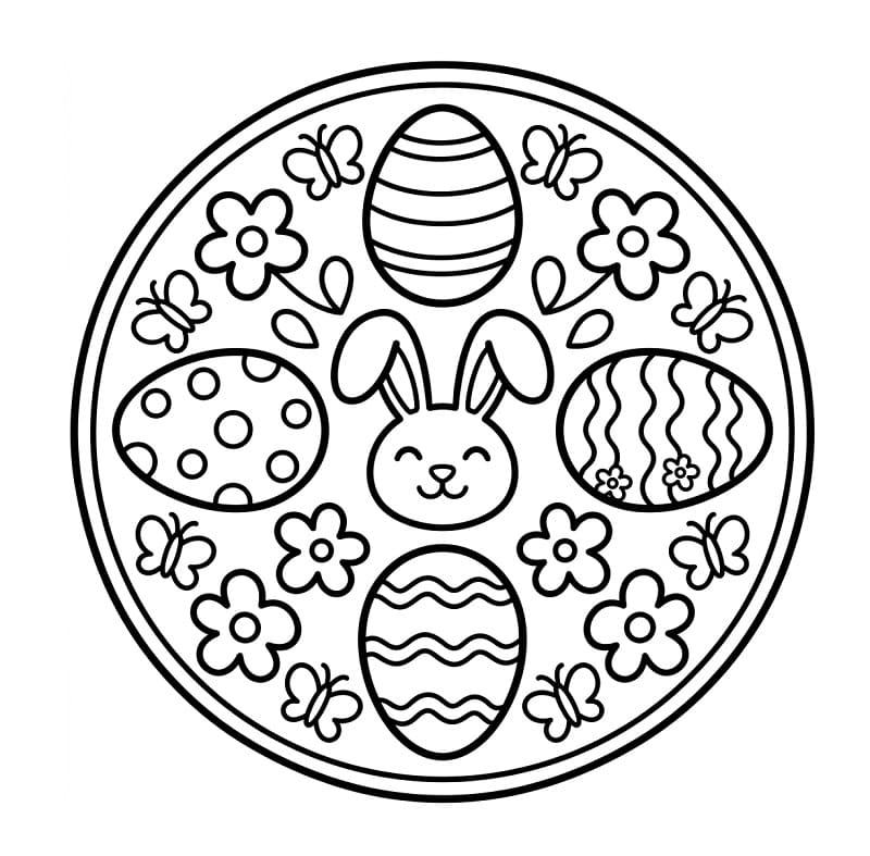 Jednoduchá velikonoční mandala omalovánka