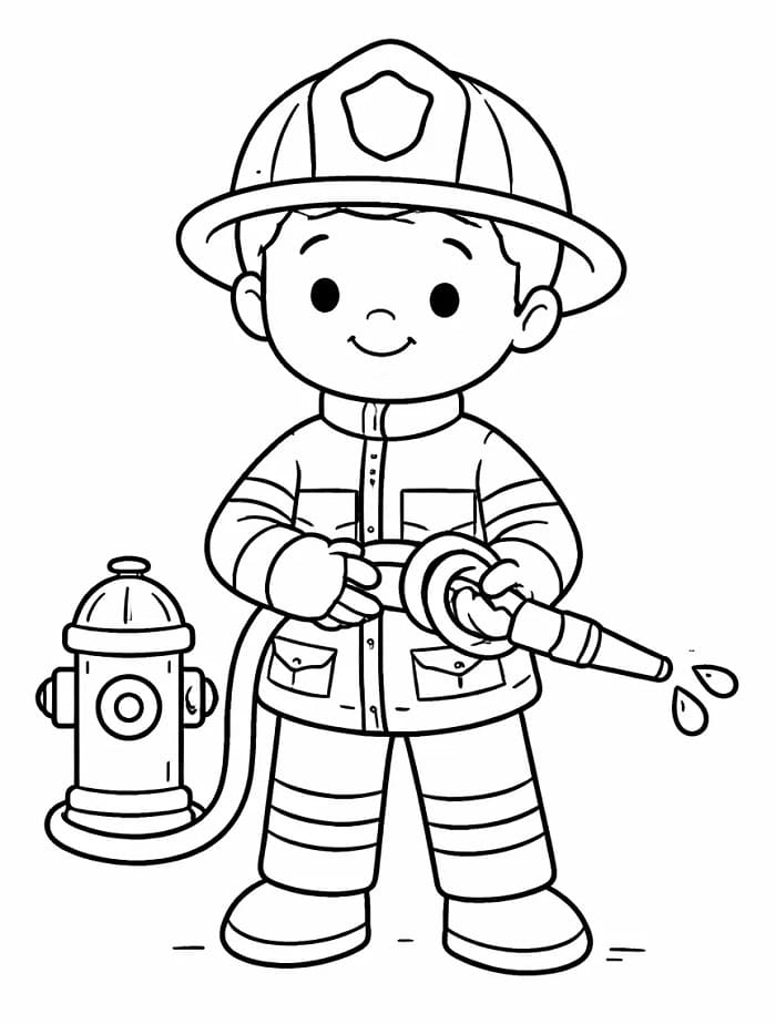 Jednoduchý Hasič omalovánka