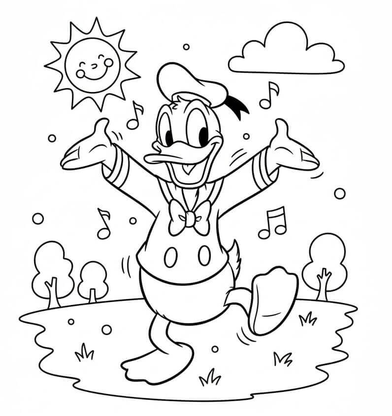 Kačer Donald pro děti 3 roky omalovánka