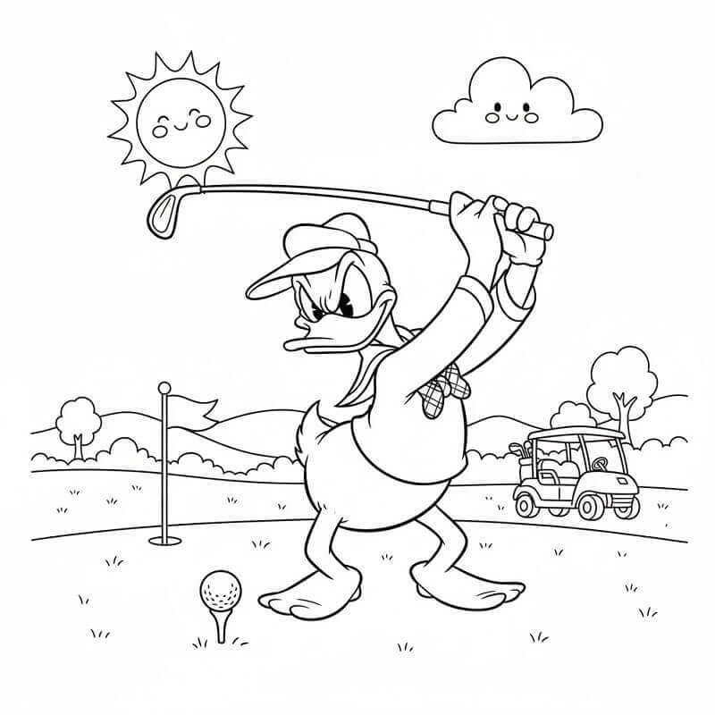 Kačer Donald pro děti 4 roky omalovánka