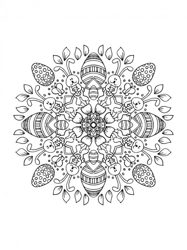 Krásná velikonoční mandala omalovánka