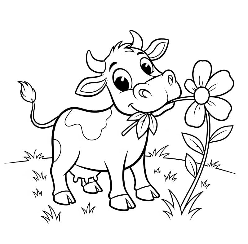 Kráva zdarma pro děti omalovánka