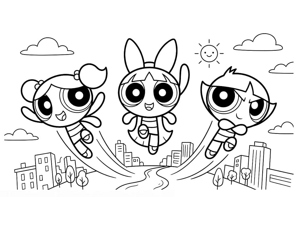 Kreslené Powerpuff Girls omalovánka
