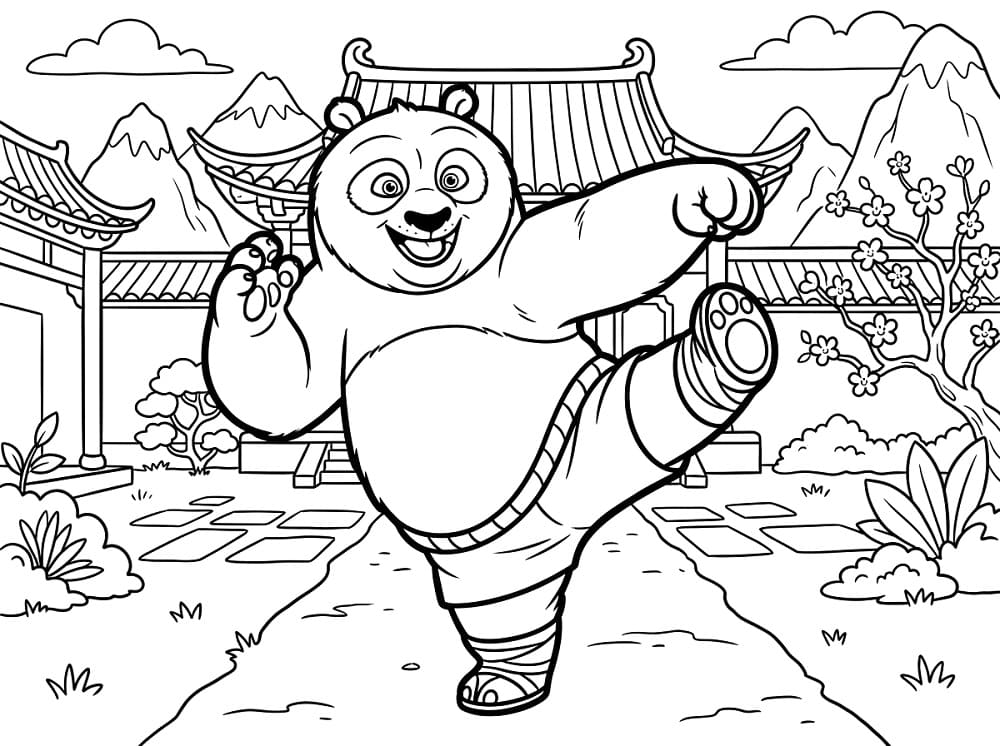 Kreslený Kung Fu Panda omalovánka