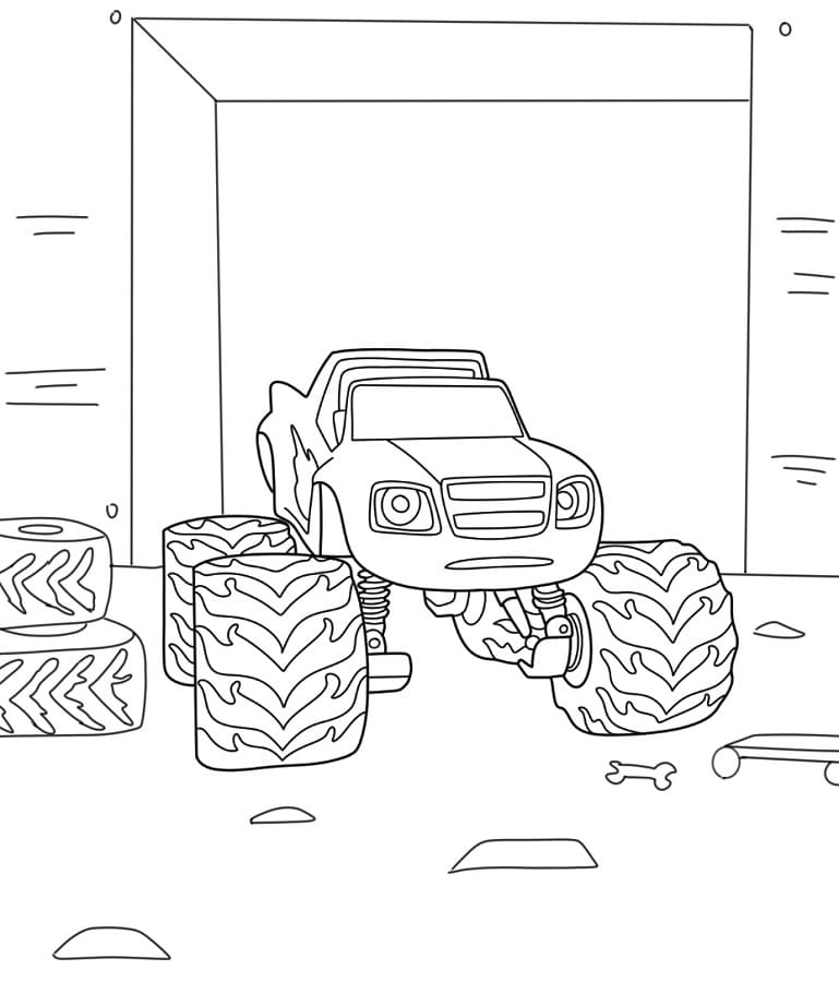 Kreslený Plamínek a čtyřkoláci omalovánka