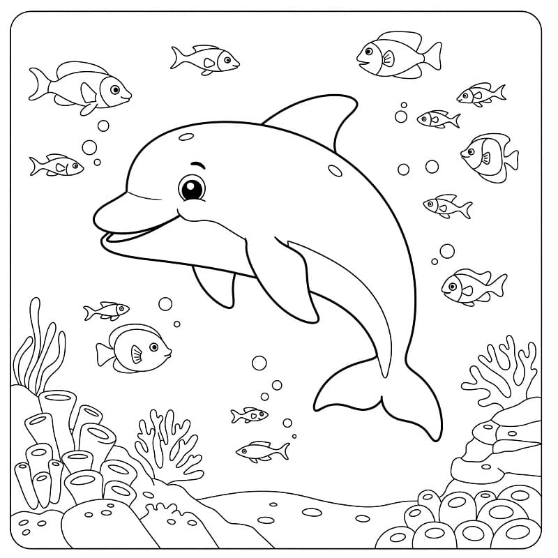 Laskavý Delfín omalovánka