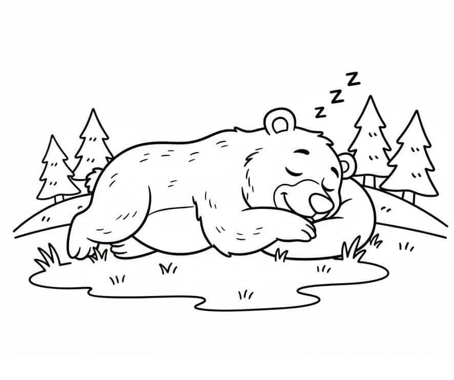 Medvěd zdarma pro děti omalovánka