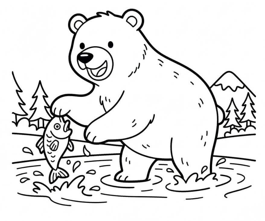 Medvěd zdarma tisknutelný omalovánka