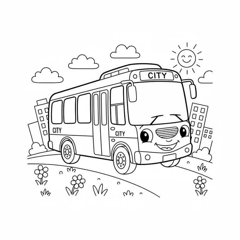 Městský autobus omalovánka